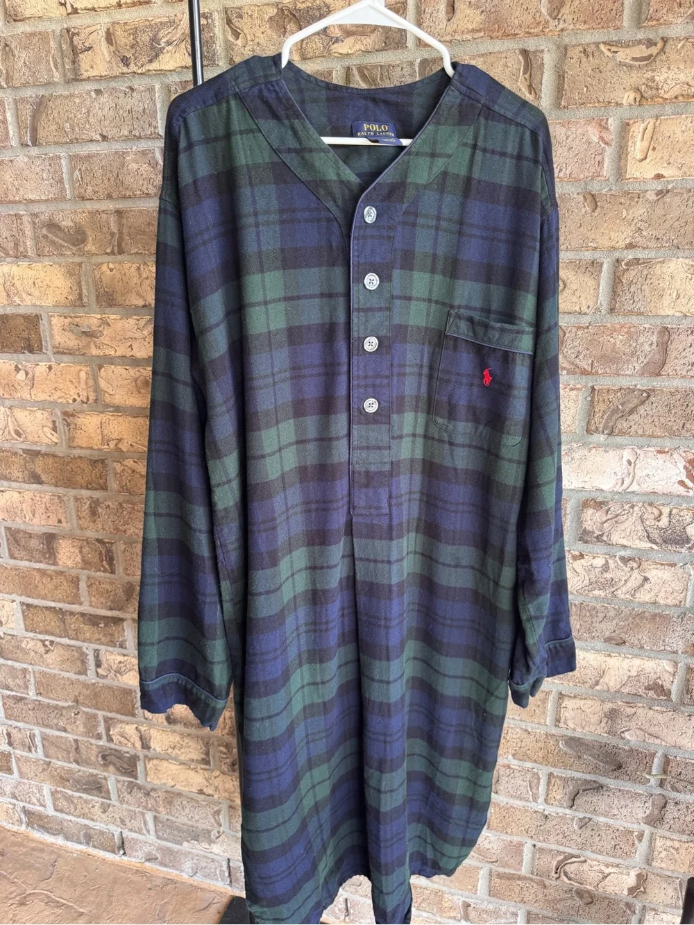 Polo Ralph Lauren Men’s Black Watch Plaid Cotton Nightshirt Size L